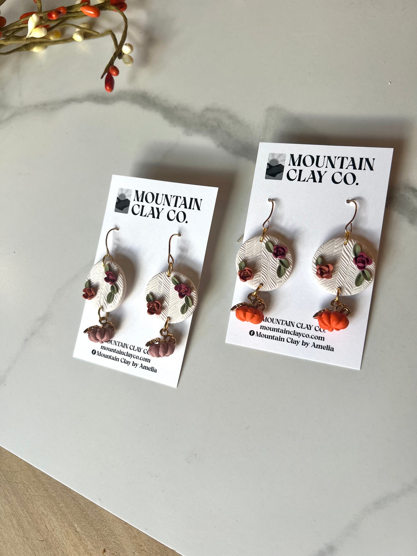 Floral with Pumpkin Dangle